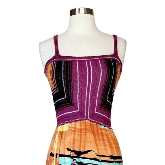 MISSONI Multicolor Dress Cotton Viscose Mixed Knit Jersey Purple Orange 36 US 0 - Picture 2 of 9